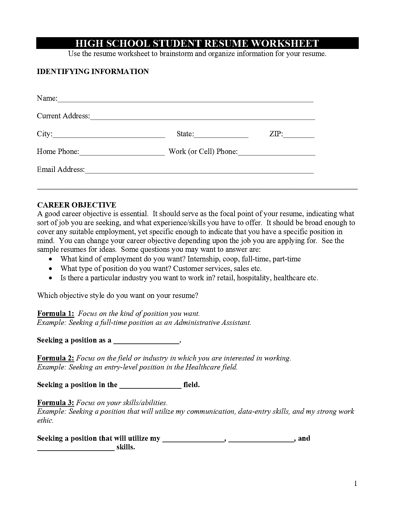 resume with no experience sample high school